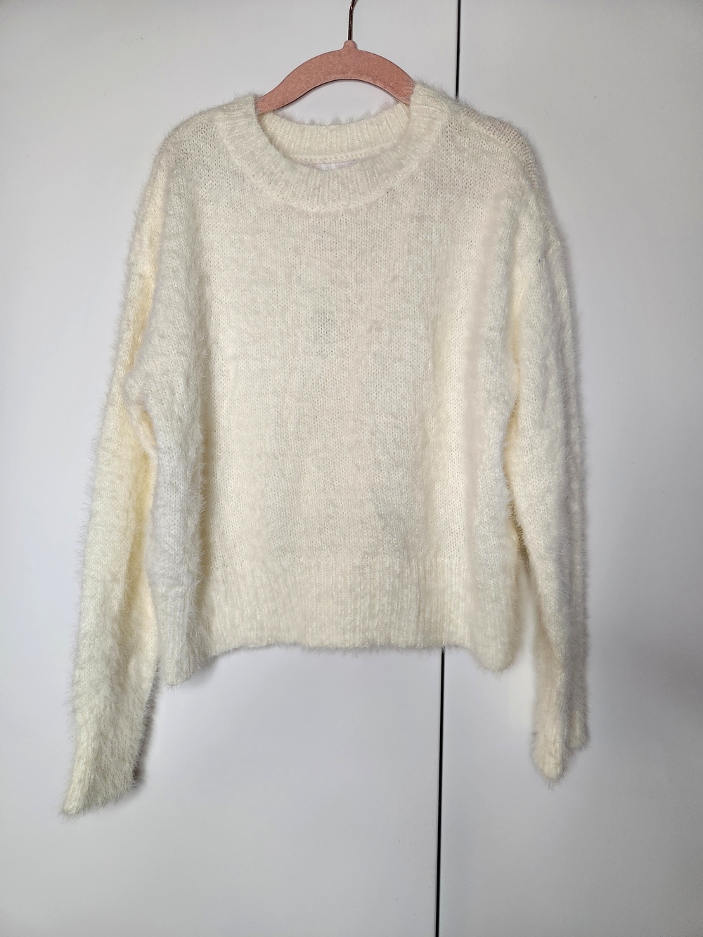 GB Girls Ivory Fuzzy Crewneck Sweater